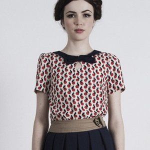 Dear Creatures Cat and Moon Blouse size small